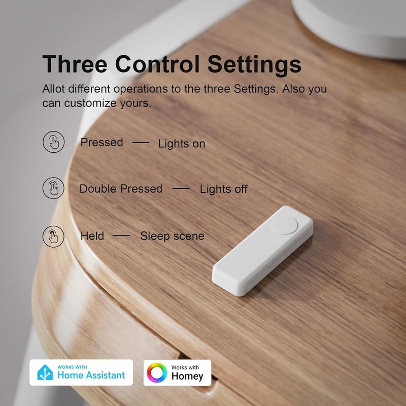 THIRDREALITY ZigBee Smart Button 2 Pack, 3-Way Remote Control, Require Zigbee hub, Work with SmartThings, Aeotec, Hubitat, Home Assistant, Third Reality Hub, Battery Included. - Image 3